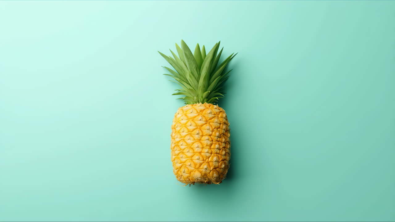 Fresh Whole Pineapple on a Light Blue Background