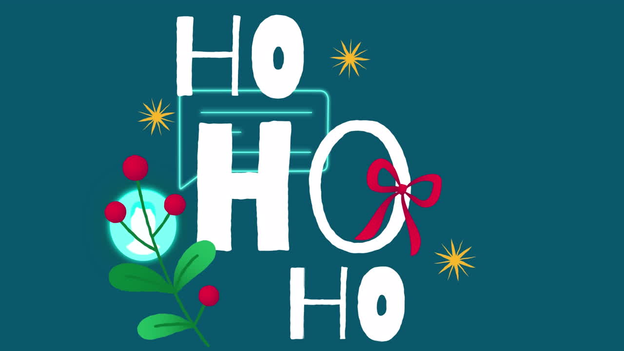 animación del texto ho ho ho sobre el icono de los medios
