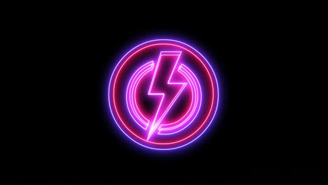 pink purple and red glowing lightning icon with shining circles in motion