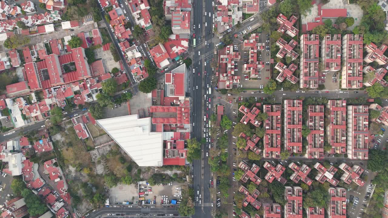 High-angle views of apartment complexes in Coyoacan, Mexico City