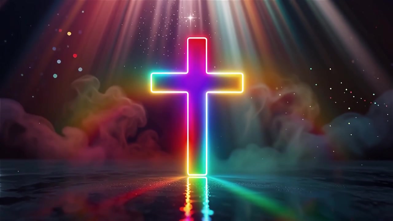 Christian Cross Heavenly Light Worship Background