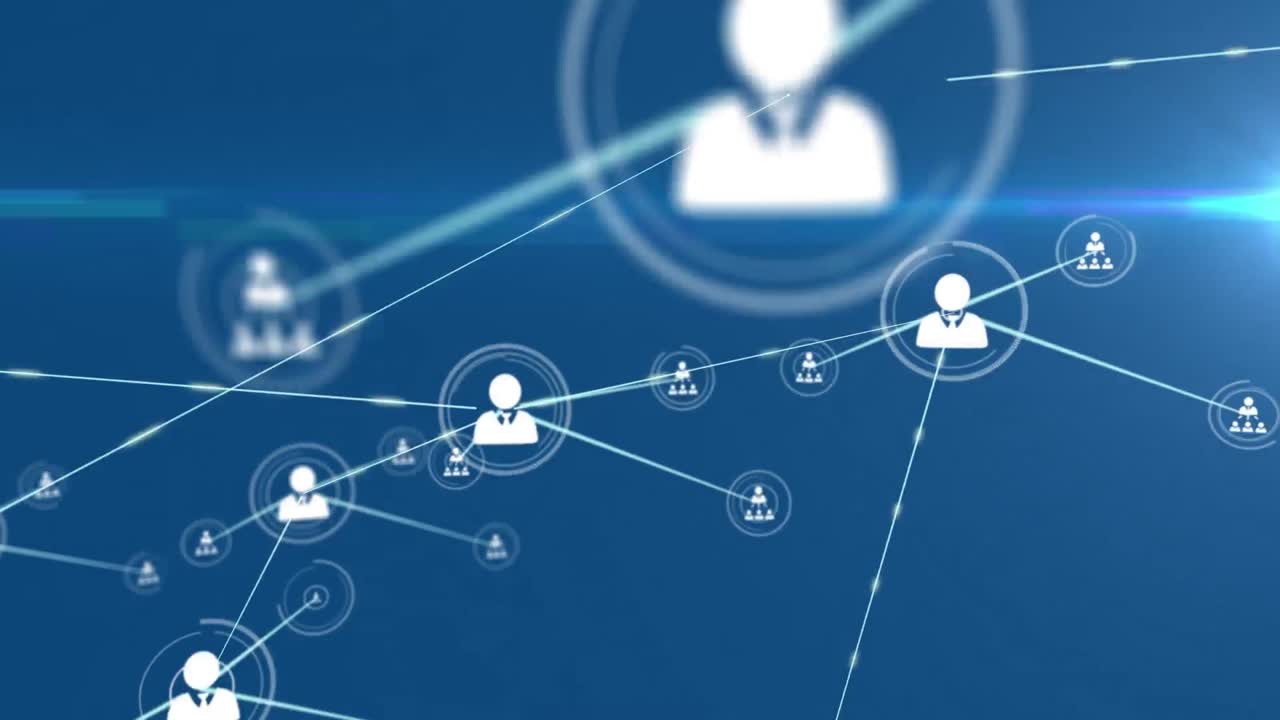 animación de la red de conexiones sobre fondo azul