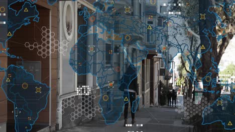 animación del procesamiento de datos sobre la ciudad