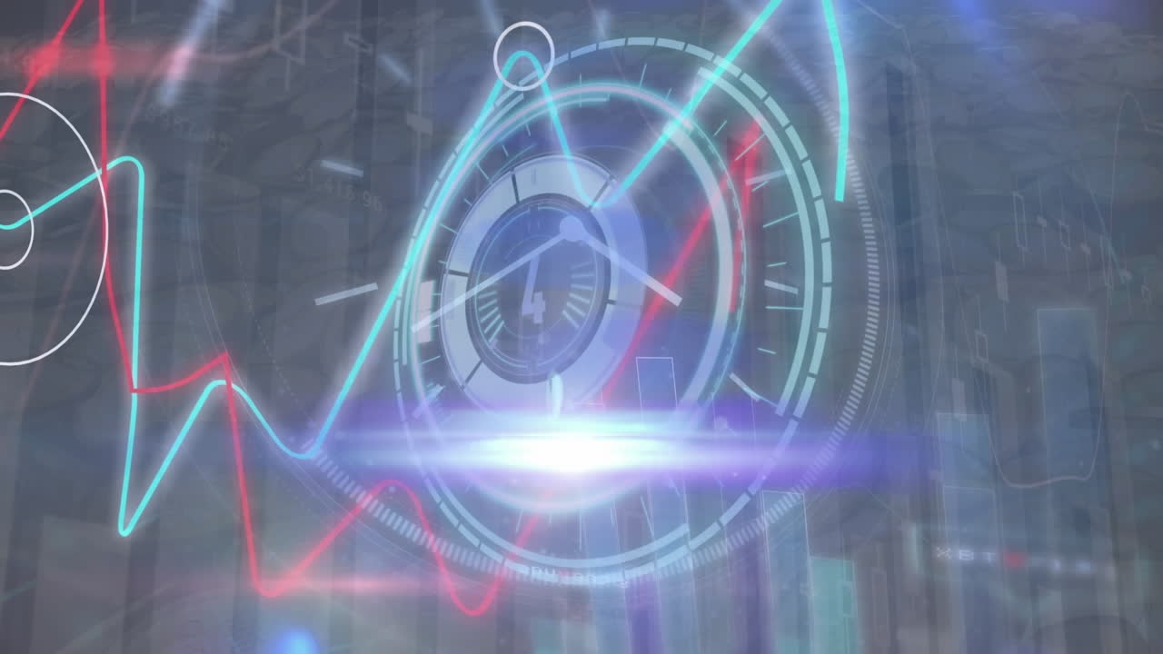 데이터 처리 및 암석 위의 범위 스캔의 애니메이션