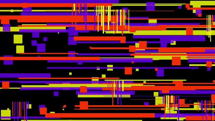 Abstract Digital Glitch Background with Moving Colorful Geometric Lines