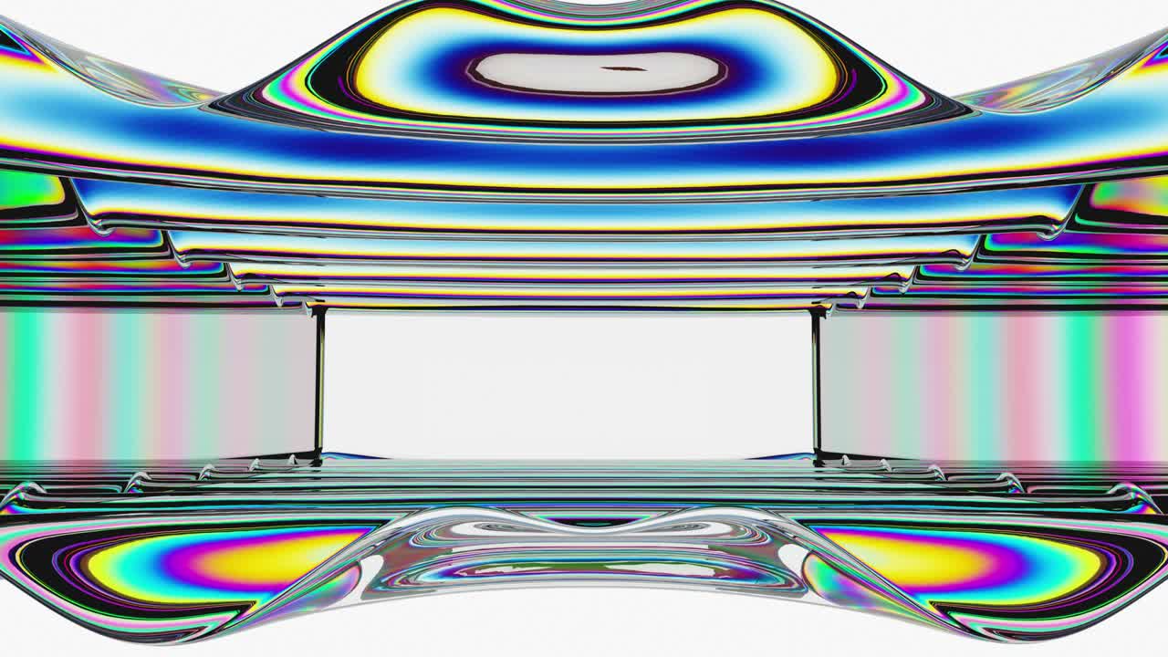 abstracto 3d realista túnel de ondas de vidrio con reflejo de color. 4k imágenes de animación de bucle sin costuras.