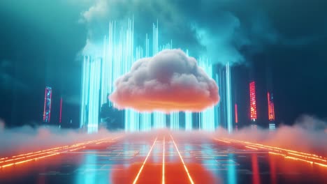 futuristic cloud computing cityscape