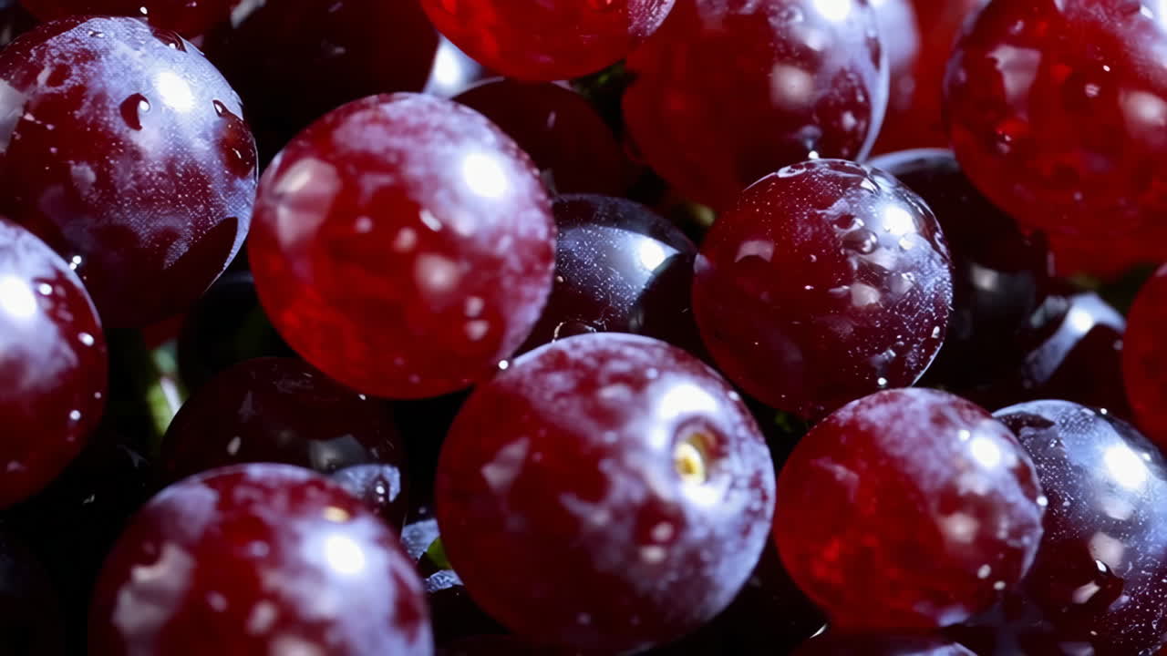 Close-up of Fresh Red Grapes with Water Droplets