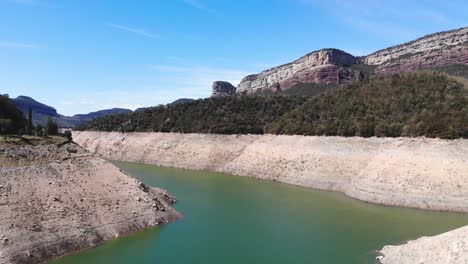 empty reservoir. aerial shot. drought