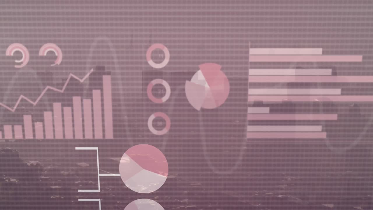 animación del procesamiento de datos financieros sobre el paisaje urbano