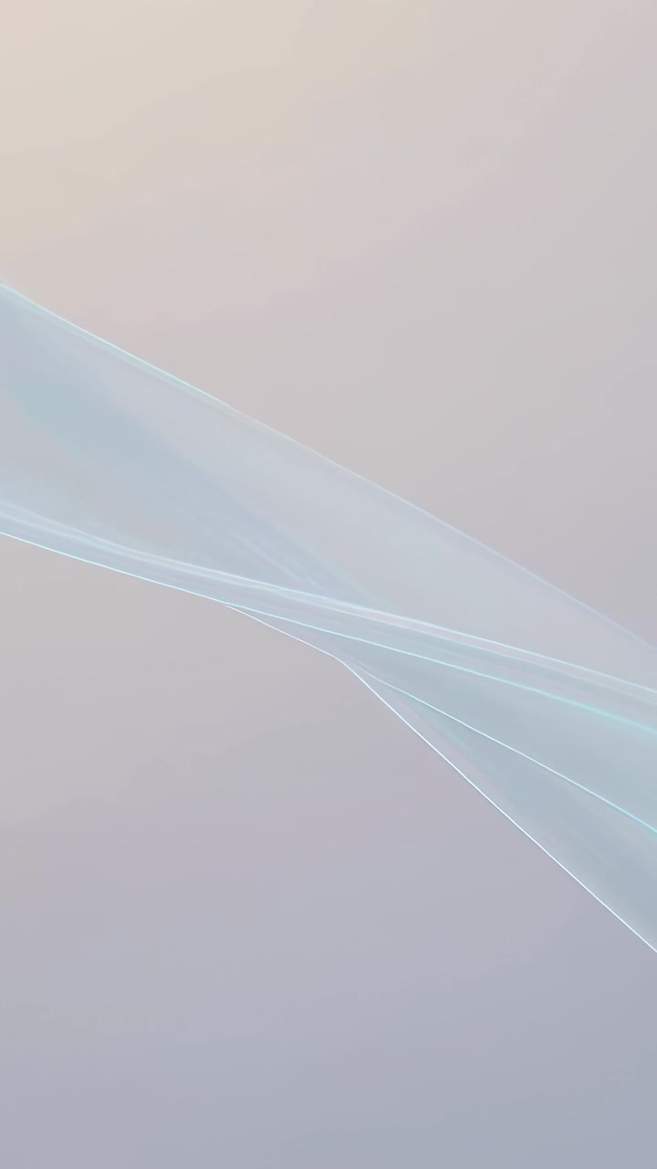 Vertical video: Gliding sheer ribbon entering upper-left, shifting over beige-gray tones, looping