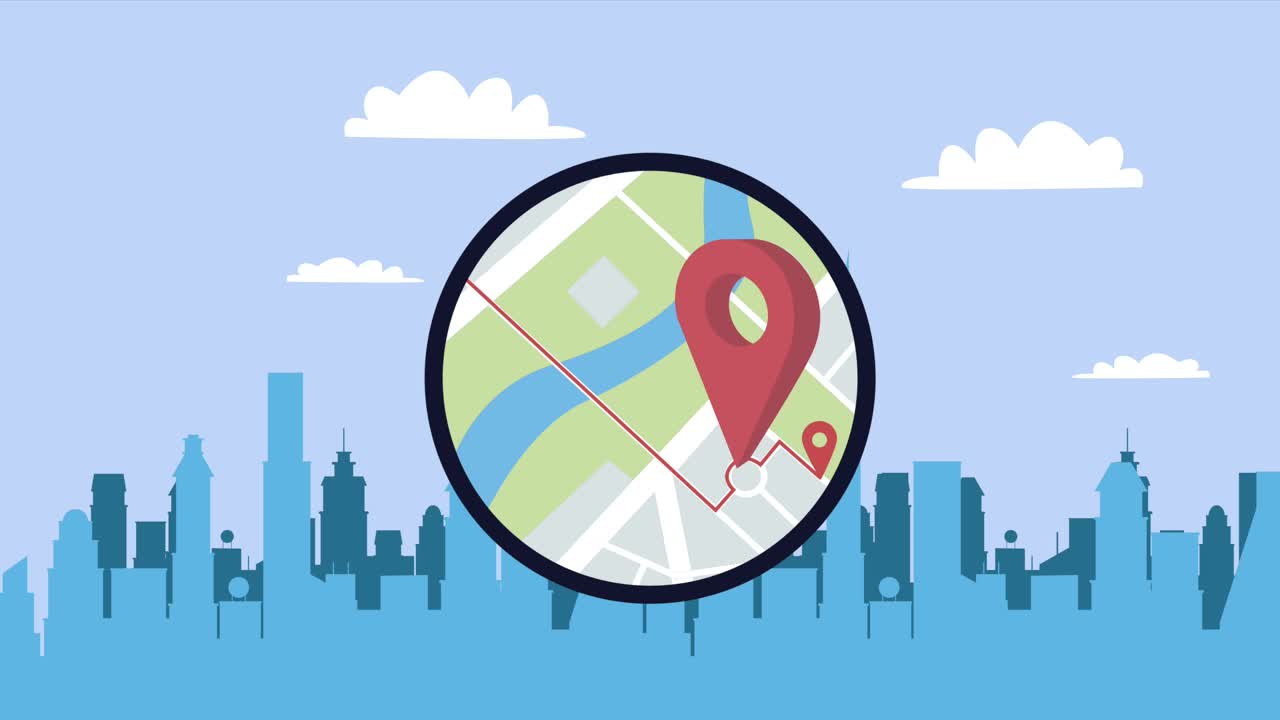 servicio de gps zoom con pin en la ciudad