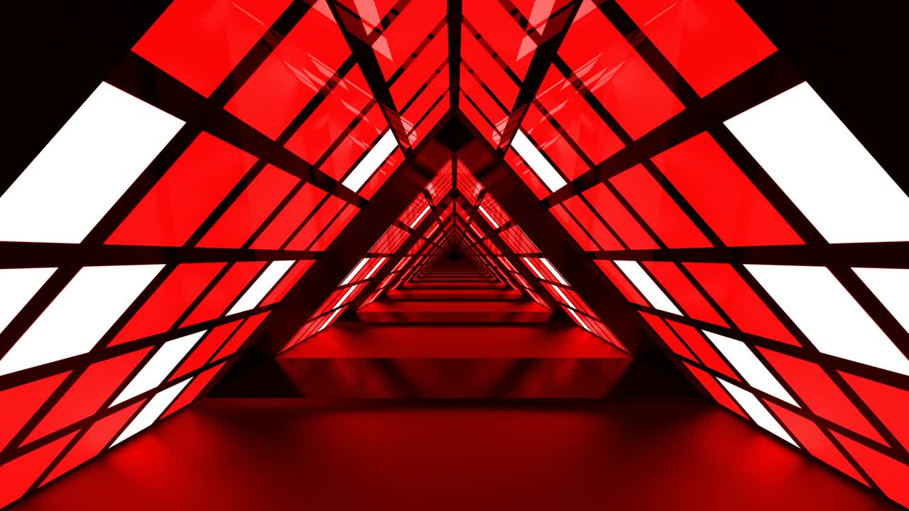 빨간 삼각형 추상 루프 led 조명 터널