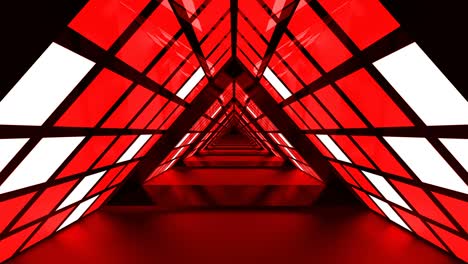 túnel de luz de bucle de bucle abstracto de triángulo rojo