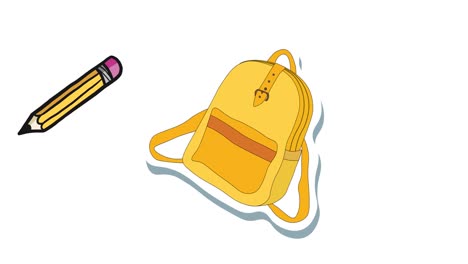 animation of school items icons moving on white background