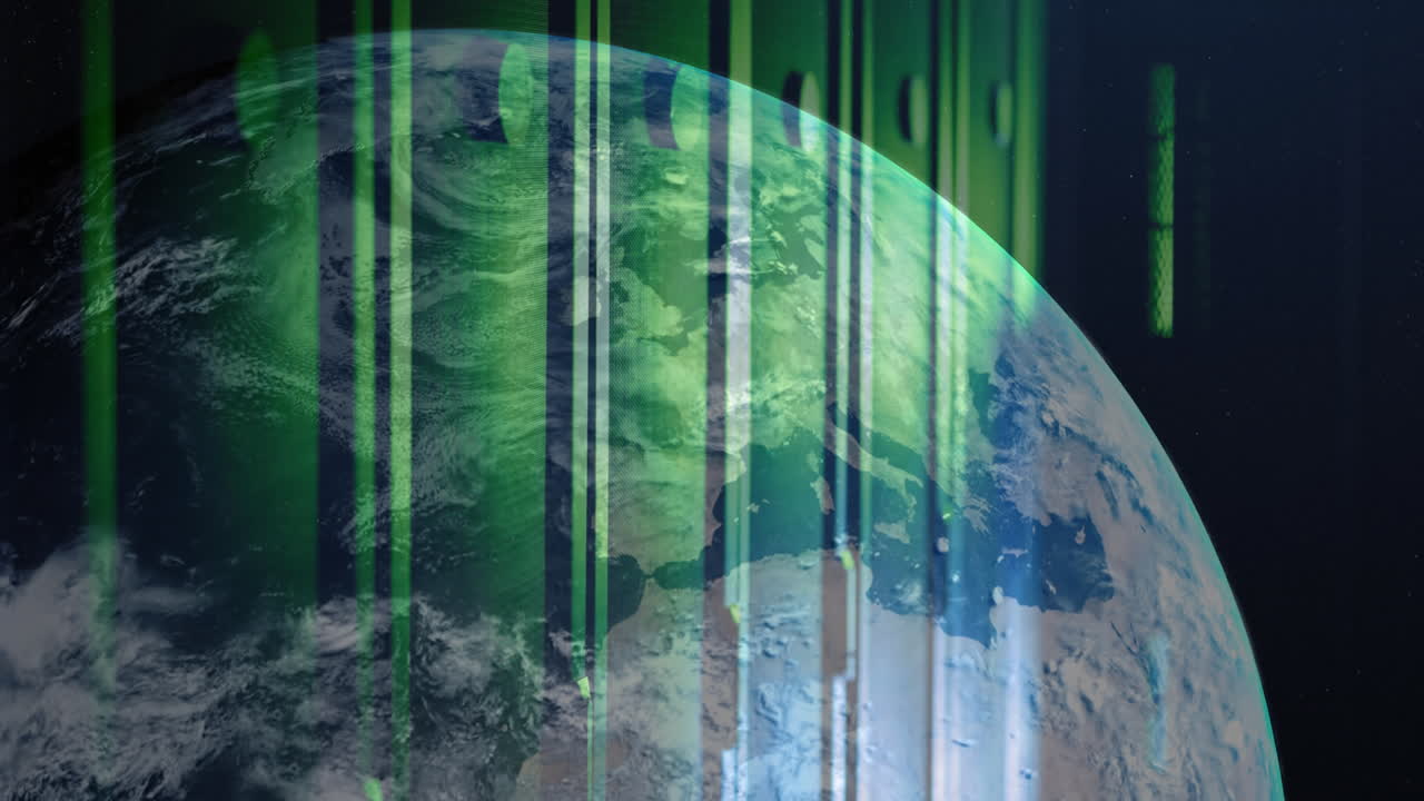 animación de un globo contra la sala del servidor de la computadora