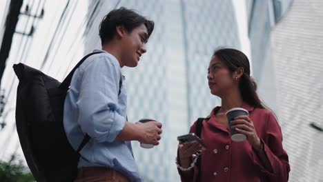 business colleagues discussing in the city