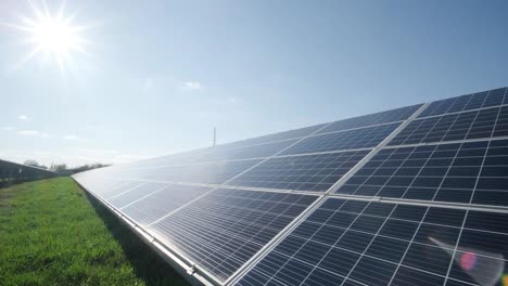 photovoltaic solar panels on blue sky background