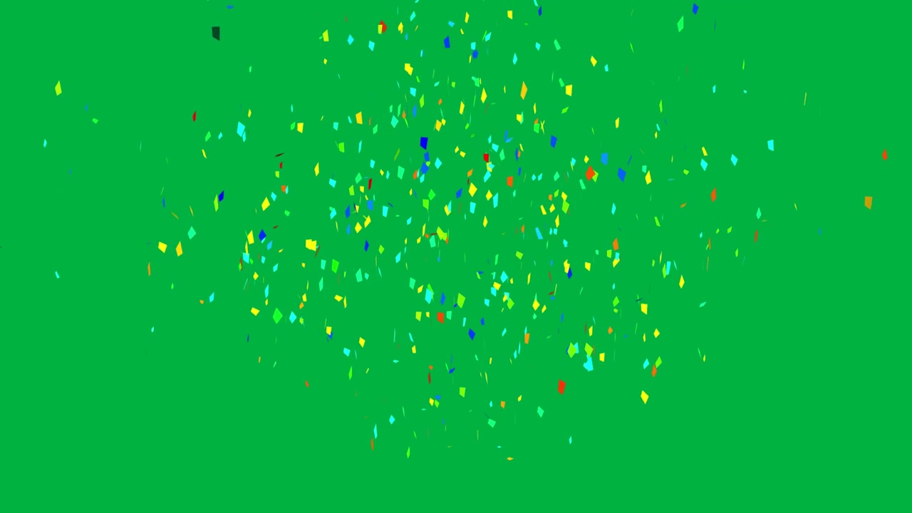 Coriandoli colorati che cadono su sfondo green screen