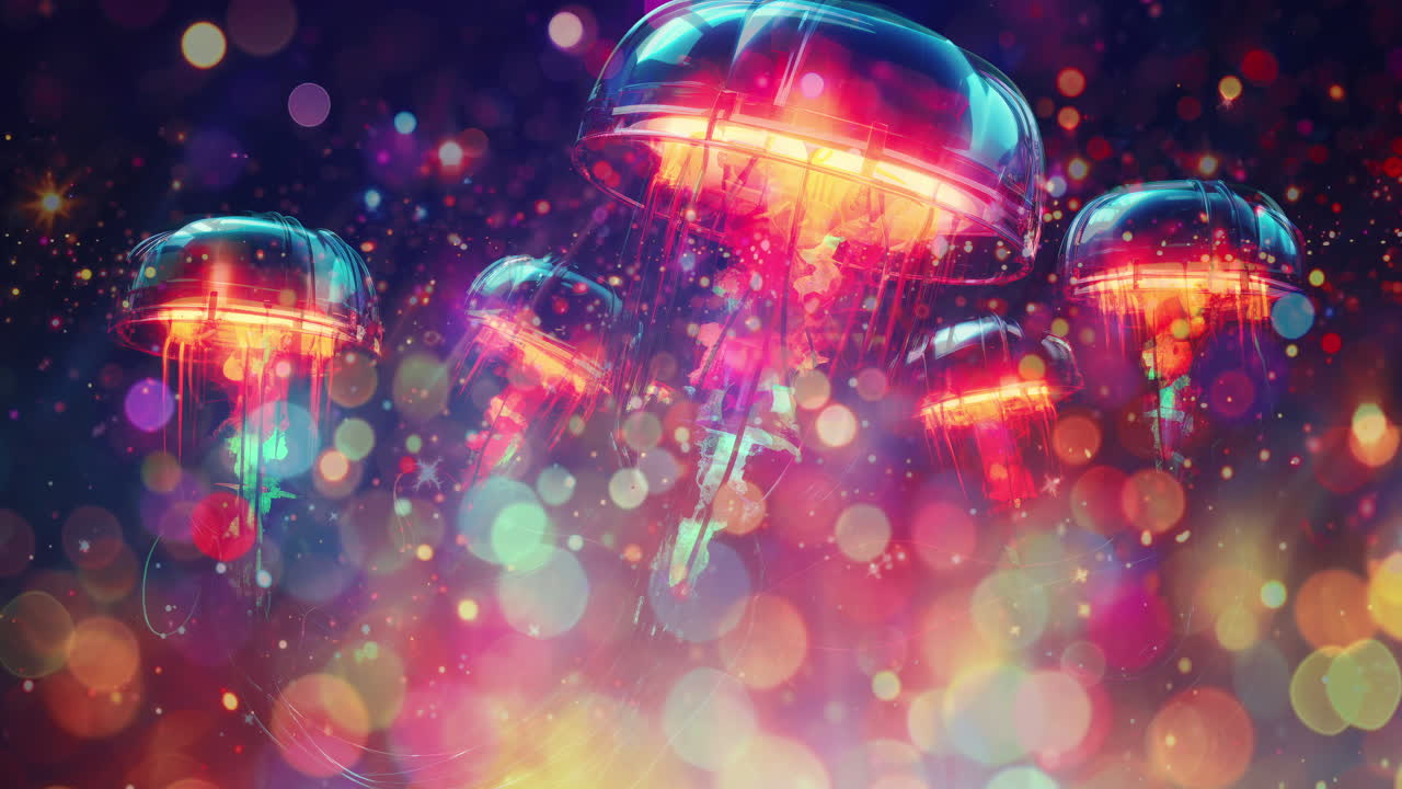 구름과 흐릿한 보케 빛