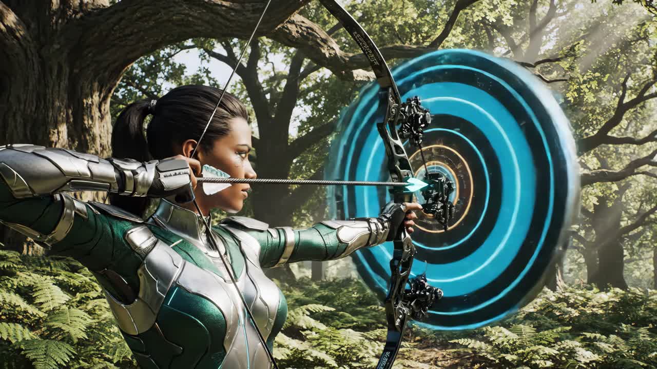 Futuristic Archer in the Forest