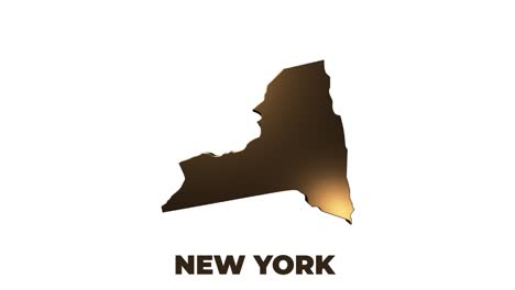 new york state of the united states of america. animated 3d gold location marker on the map. easy to use with screen transparency mode on your video.