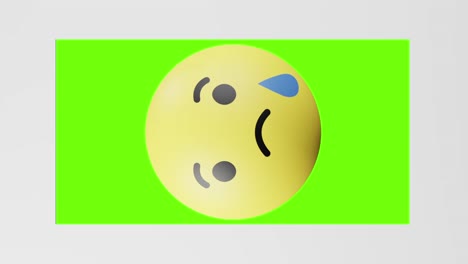 Facebook-Trauriger-Emoji-Reaktionsknopf-Mit-3D-Effekt-Overlay,-Vertikal,-Grüner-Bildschirm