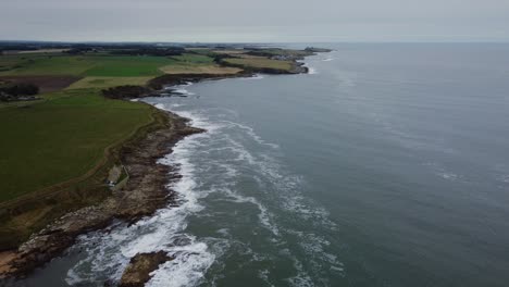 northumberland coastline - slow tracking aerial shot