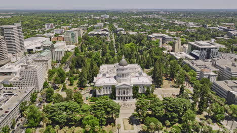 sacramento city california aerial v6 birds eye view flyover state capitol building capturing exterior details of neoclassical architecture and downtown cityscape - shot with mavic 3 cine - june 2022