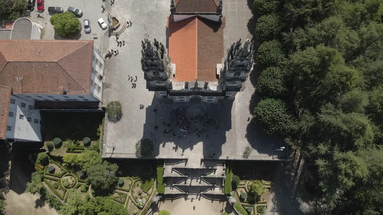 Aerial view of the Sanctuary of Nossa Senhora dos Rem&eacute;dios located in Lamego on the hill of Santo Est&ecirc;v&atilde;o one of the main pilgrimage churches in Portugal
