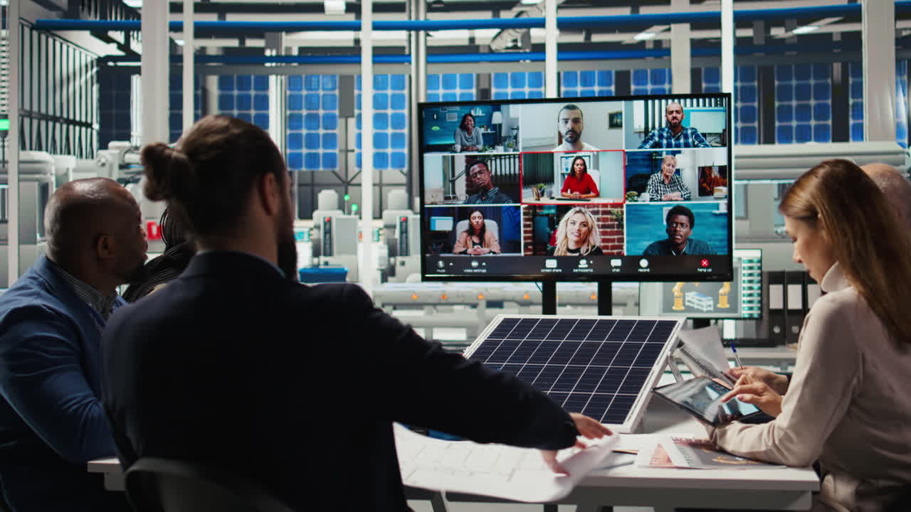 Factory Researchers Doing Internet Videocall, Working On Breakthroughs