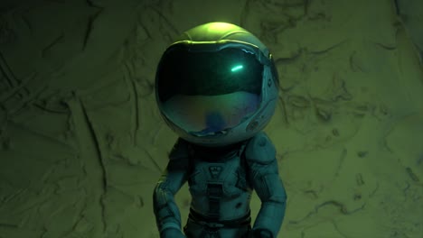 astronaut walking in a sci-fi setting