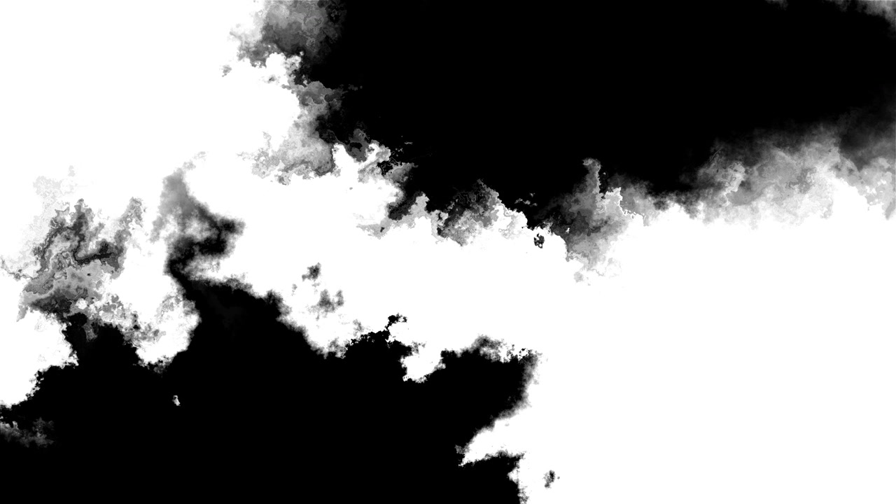 Transizione fumo bianco e nero, bordi di nuvole d'inchiostro, texture ad alto contrasto e filmato astratto con rivelazione spaziale