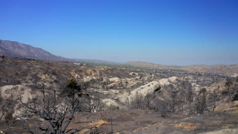 the mountainous terrain was left devastated by the bobcat wildfire - aerial flyover