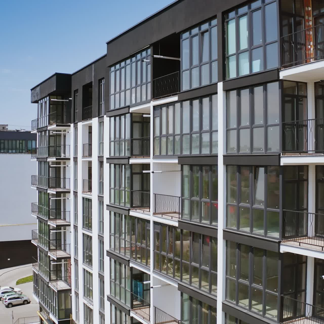 Aerial view of apartment complex. Aerial view of residential complex for young families