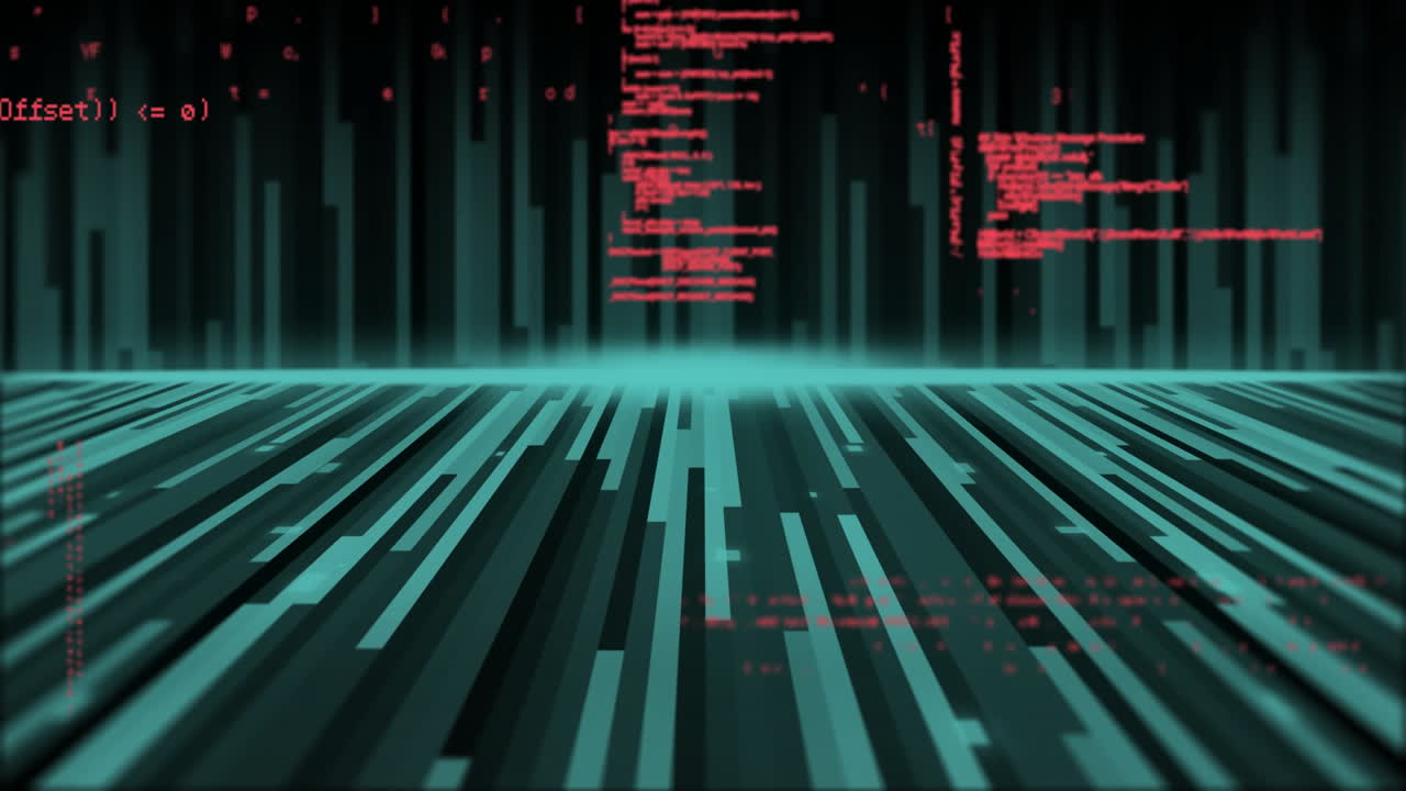 Animation of data processing over green light trails