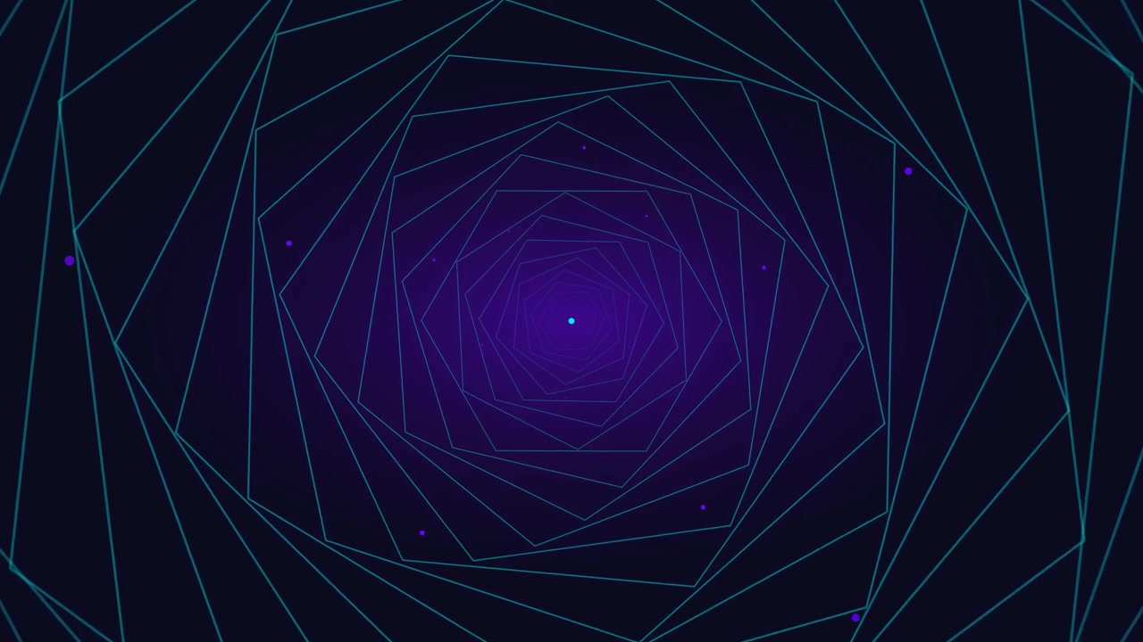 Abstract Geometric Spiral Tunnel Animation with Glowing Particles