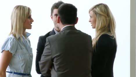 business people speaking in office footage