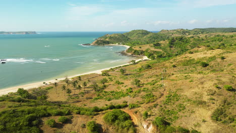 exotic coastline with blue ocean of lombok island, aerial view