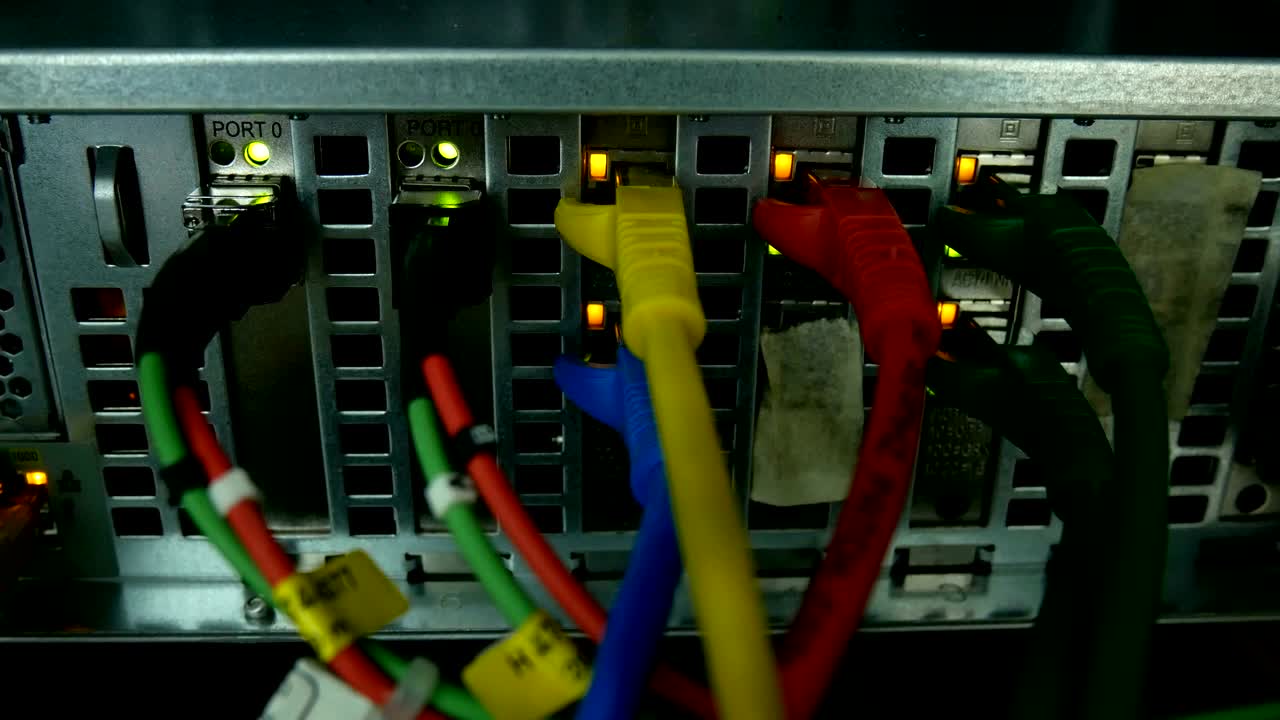 conexión de cable lan de cerca