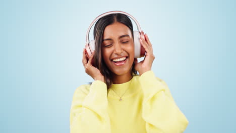 Singing,-dance-or-Indian-woman-listening-to-music