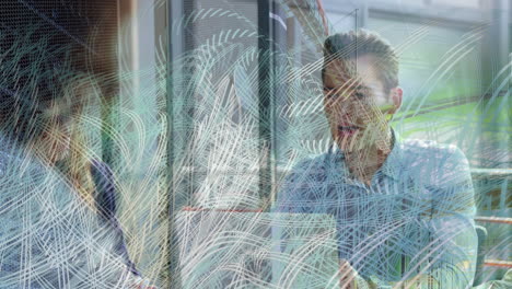 animación de formas sobre diversas personas de negocios en la oficina