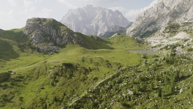 Alpine Valley Landscape with Mountain Lake