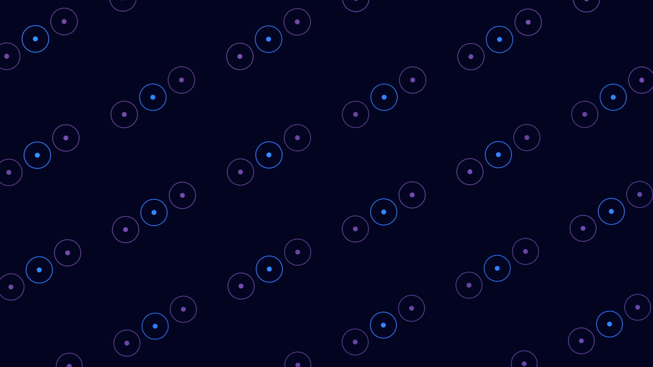 Symmetrical pattern of glowing circles on a black background, displaying a floating illusion. Circles of uniform size create a harmonious visual arrangement