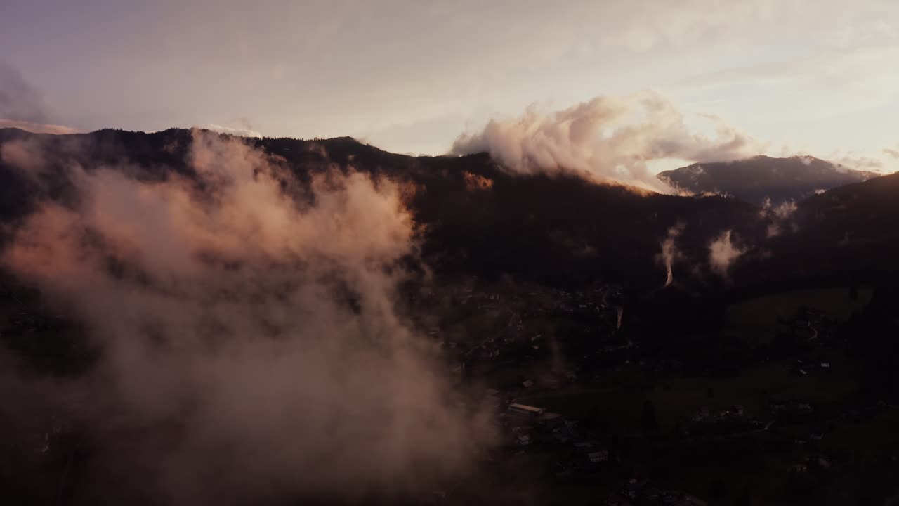 Misty Mountain Valley at Sunset