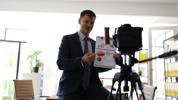 apresentação de negócios com gráficos e gráficos