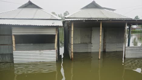 flooded houses in gaibandha district of northern bangladesh