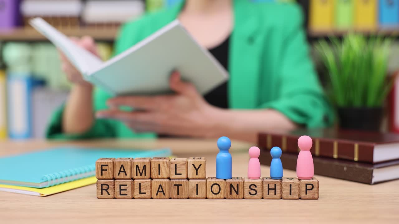 Family Relationship Concept with Wooden Blocks