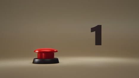 video en 4k de la mano de dibujos animados presionando el botón rojo y la cuenta atrás.