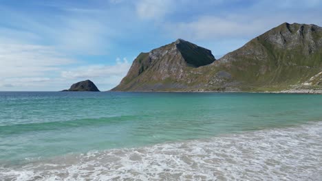 haukland beach at summer in lofoten islands, norway, scandinavia